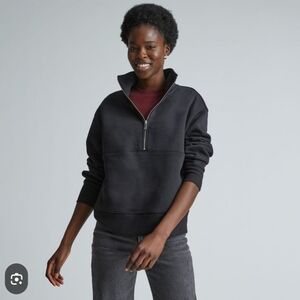 Everlane The Retrack Half Zip Sweatshirt Black XS